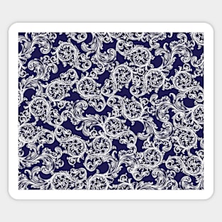 Vintage Bohemian Art Floral Pattern - Blue and White Sticker